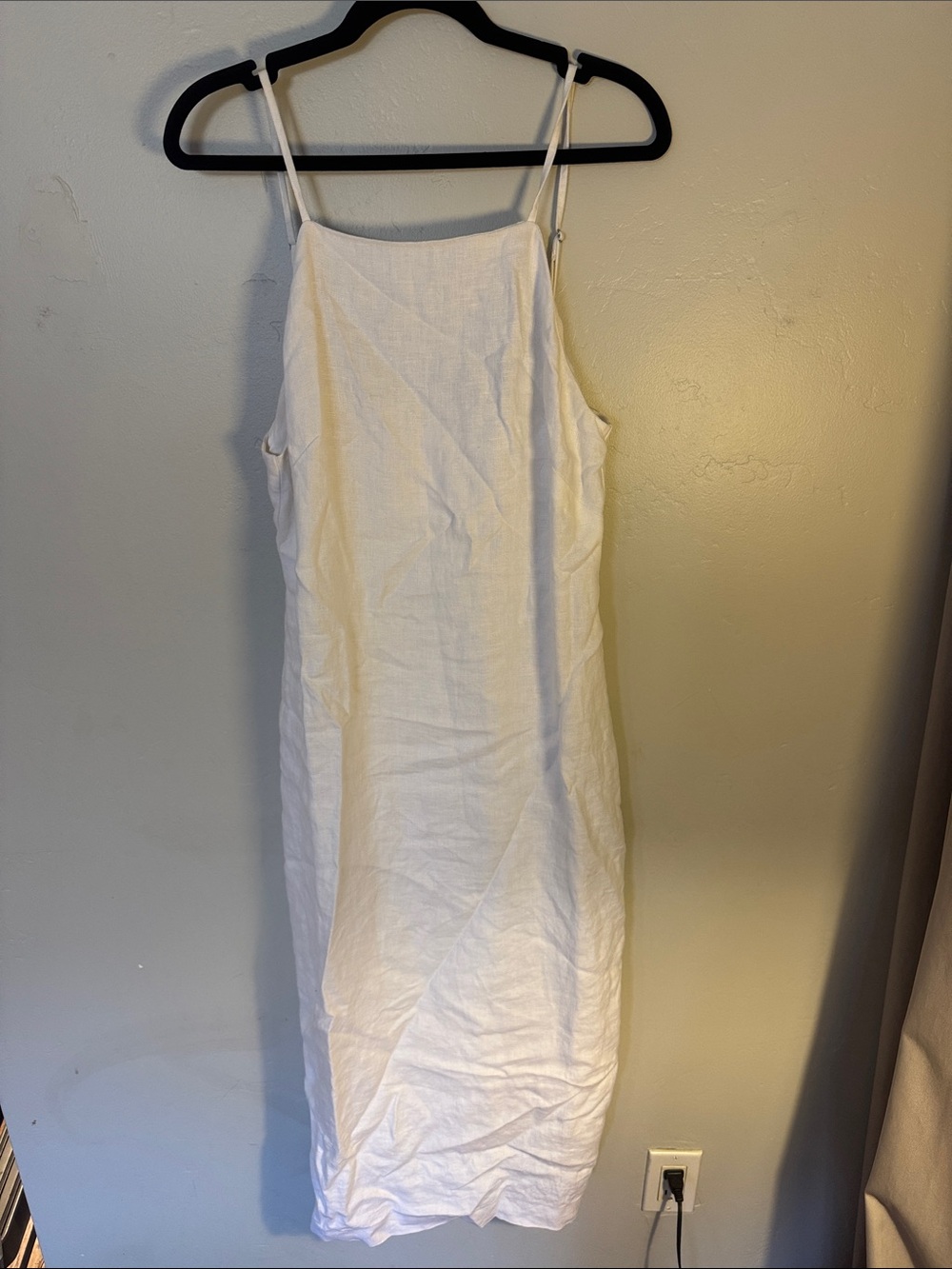 Madewell White Linen Slip Dress with Adjustable Spaghetti Straps